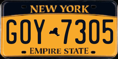 NY license plate GOY7305