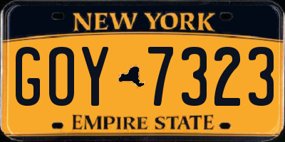 NY license plate GOY7323