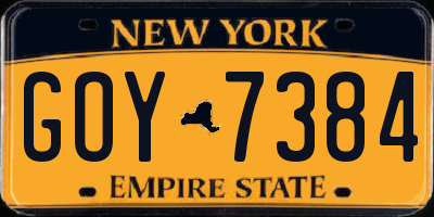 NY license plate GOY7384