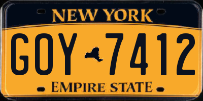 NY license plate GOY7412
