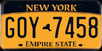 NY license plate GOY7458