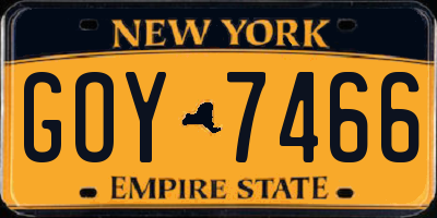 NY license plate GOY7466