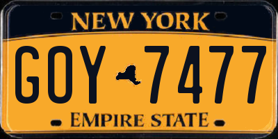 NY license plate GOY7477