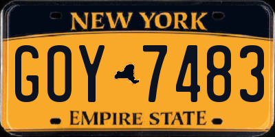 NY license plate GOY7483