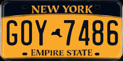 NY license plate GOY7486