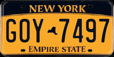 NY license plate GOY7497