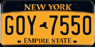 NY license plate GOY7550