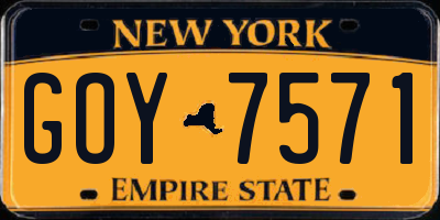 NY license plate GOY7571
