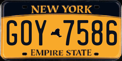 NY license plate GOY7586