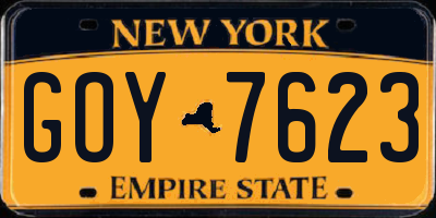 NY license plate GOY7623