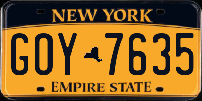 NY license plate GOY7635