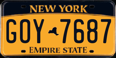 NY license plate GOY7687