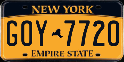 NY license plate GOY7720