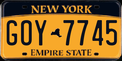 NY license plate GOY7745