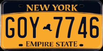 NY license plate GOY7746