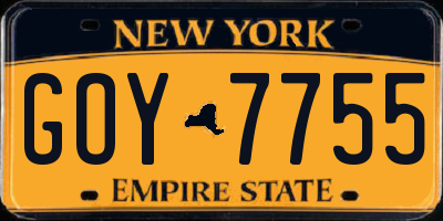 NY license plate GOY7755