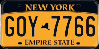 NY license plate GOY7766