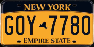 NY license plate GOY7780