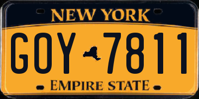 NY license plate GOY7811