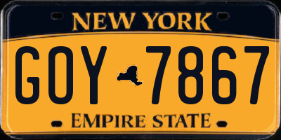 NY license plate GOY7867