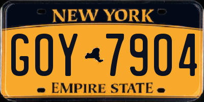 NY license plate GOY7904