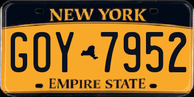 NY license plate GOY7952