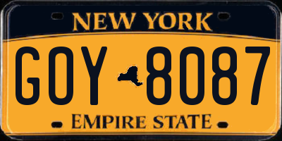 NY license plate GOY8087
