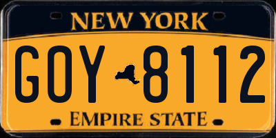NY license plate GOY8112