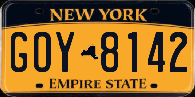 NY license plate GOY8142