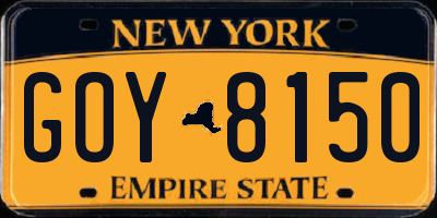 NY license plate GOY8150