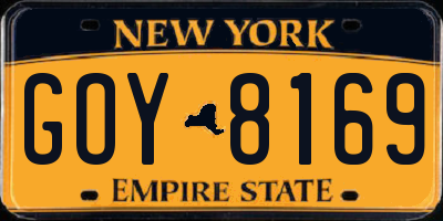 NY license plate GOY8169