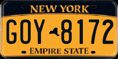 NY license plate GOY8172