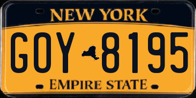 NY license plate GOY8195