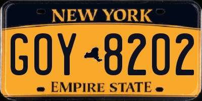 NY license plate GOY8202