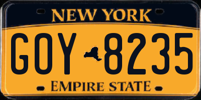 NY license plate GOY8235