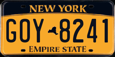 NY license plate GOY8241
