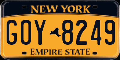 NY license plate GOY8249