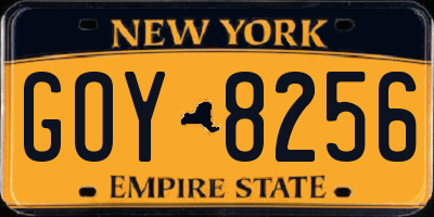 NY license plate GOY8256