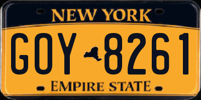 NY license plate GOY8261