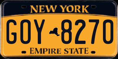 NY license plate GOY8270