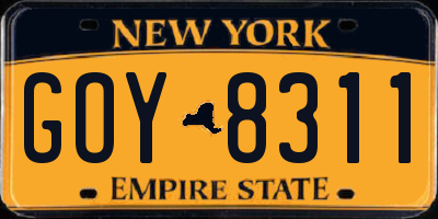 NY license plate GOY8311