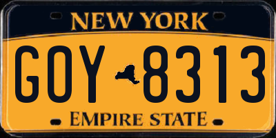 NY license plate GOY8313