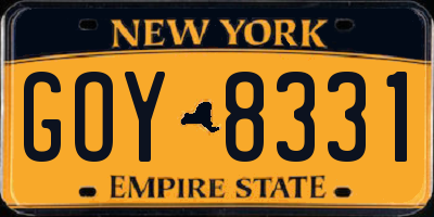 NY license plate GOY8331