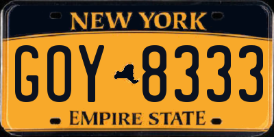NY license plate GOY8333