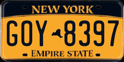 NY license plate GOY8397