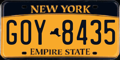 NY license plate GOY8435