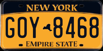 NY license plate GOY8468