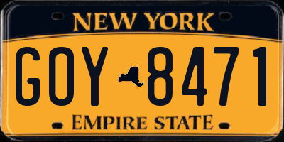 NY license plate GOY8471