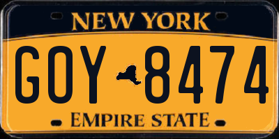 NY license plate GOY8474