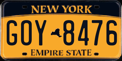 NY license plate GOY8476